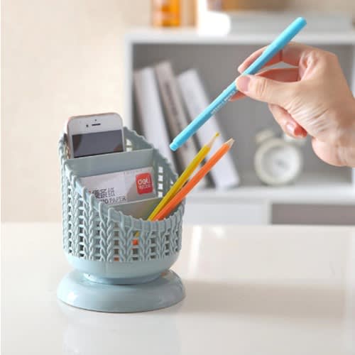 3 Grid Pen Pencil Holder Plastic Compact Basket