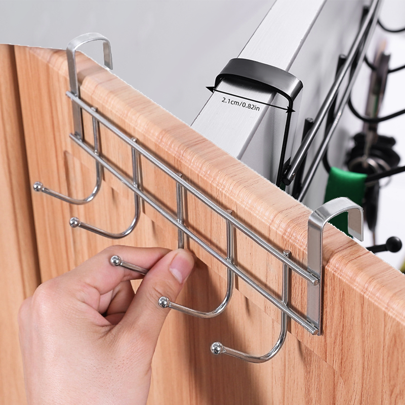5 Punch-Free Hooks Door Rear Stainless Steel