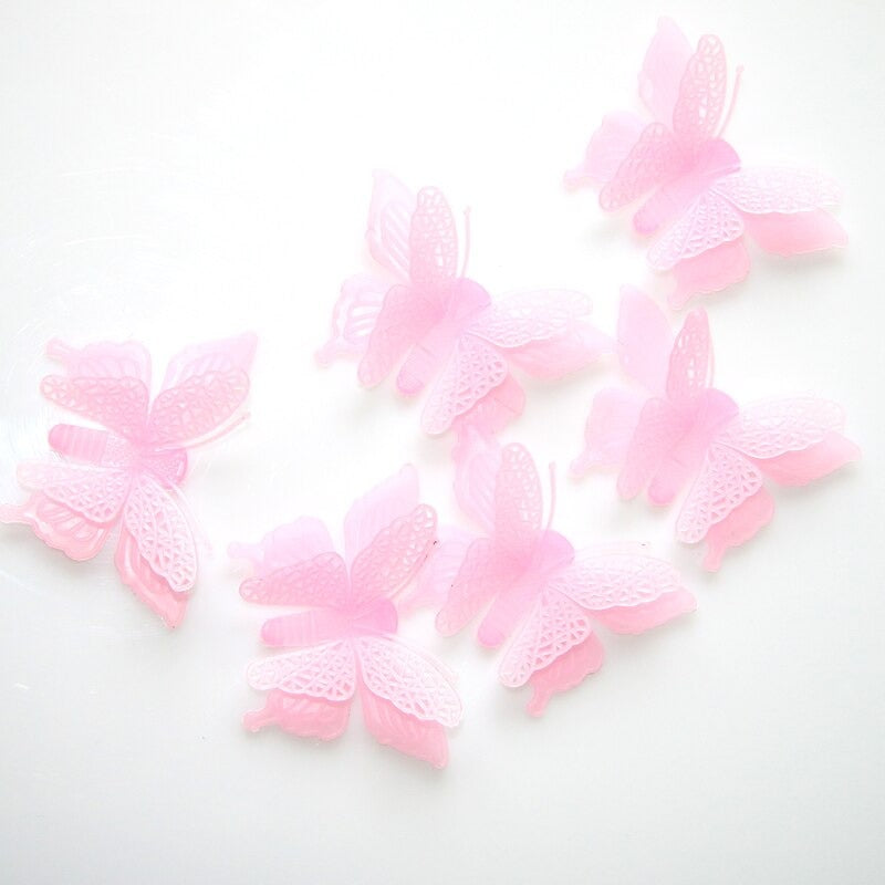 Pack Of 8 - Luminous Double Layer Butterfly Sticker Wall Sticker