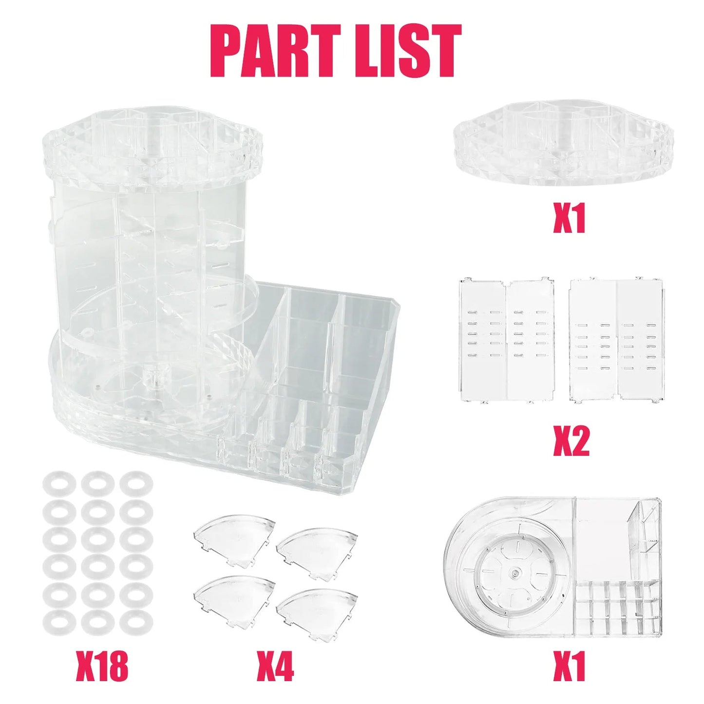 360 Degree Rotating Makeup Organizer, Adjustable Large Jewelry Perfume Cosmetics Display Stand Box for Bathroom Vanity