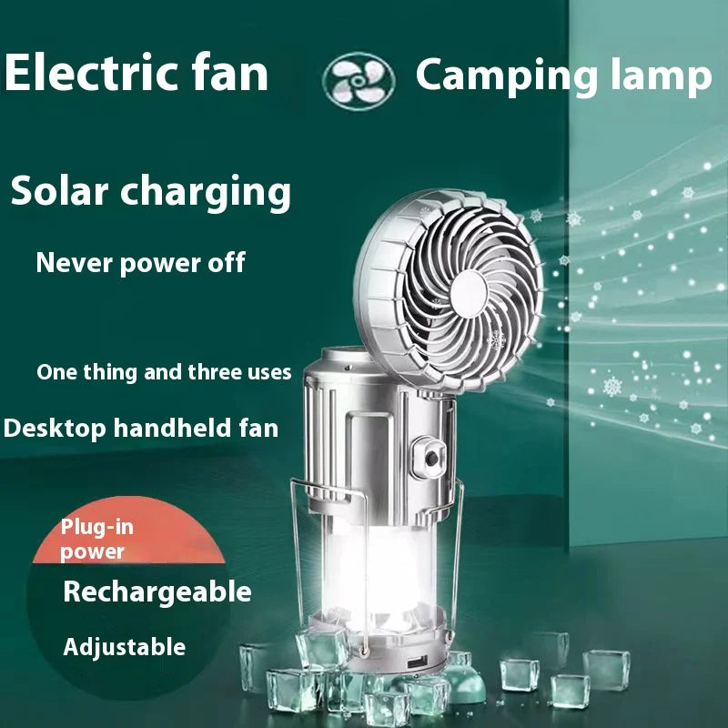 3IN1 Solar Portable Camping Lanterns Electric Fan 1500mAh LED Solar Power Hanging Tent Rechargeable Outdoor Emergency Lamp with Fan