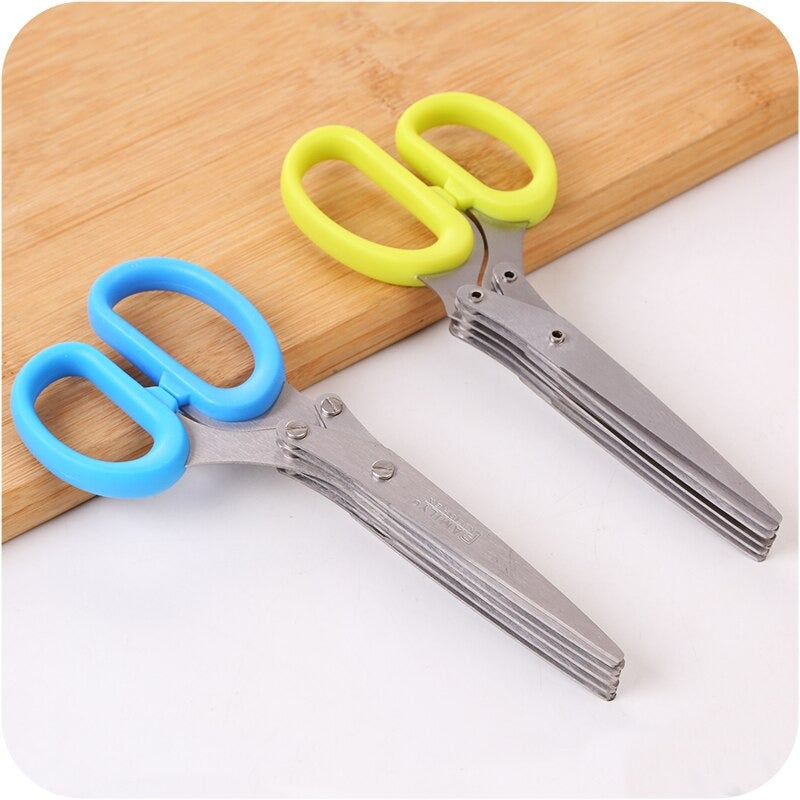 Multipurpose 5 Layers Stainless Steel Blades Vegetables Cutting Scissors
