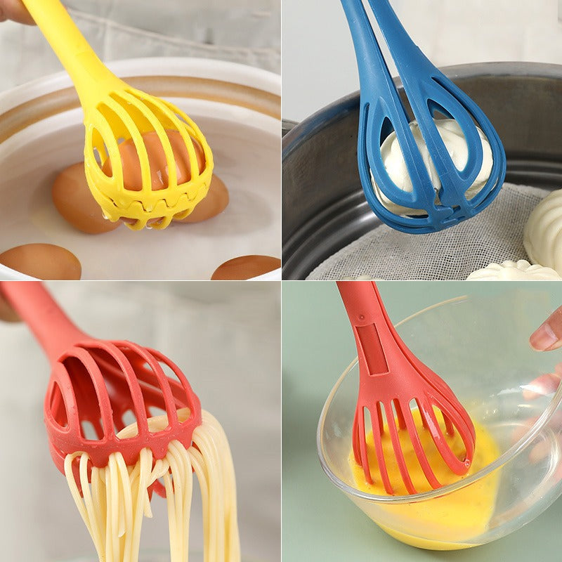1Pcs Multifunctional Egg Beater & Pasta Tongs Food Clips Mixer