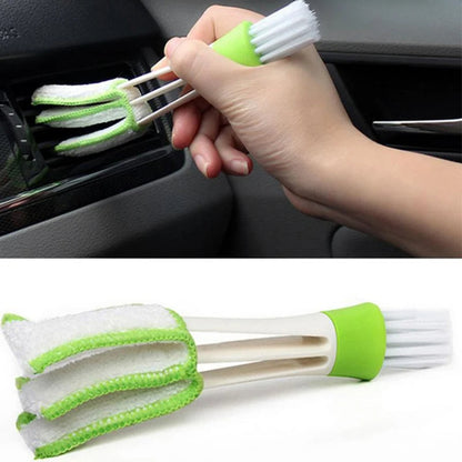 2 In1 Green Car Air-conditioner Duster Cleaner Brush