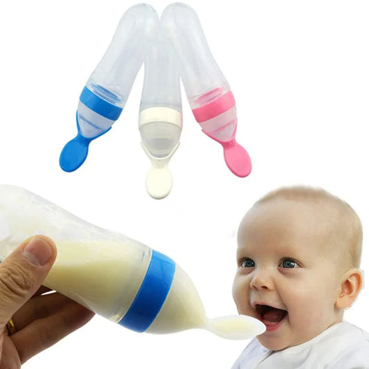 Silicone Baby Feeding Bottle with Spoon Feeder