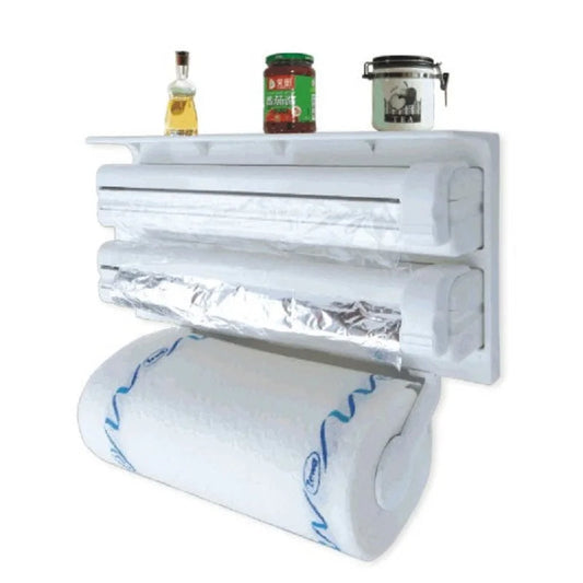 3 in 1 Kitchen Shelves Plastic Triple Paper Dispenser