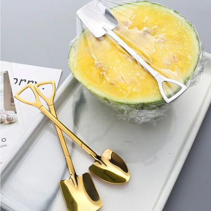 2Pcs/Set Stainless Steel Retro Shovel Spoon For Ice Cream Dessert Watermelon