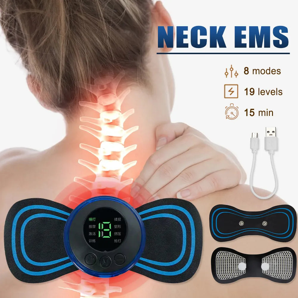 Mini Butterfly EMS Electronic Pulse Massager for Muscle Stiffness Soreness and Stress