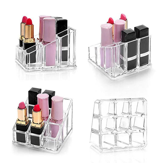 9 Grids Lipstick Acrylic Display Storage Box Transparent Makeup Organizer