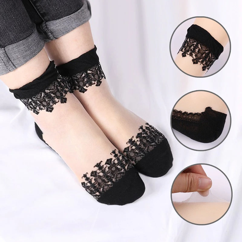 1 Pair - Women's Ultrathin Transparent Beautiful Elastic Socks