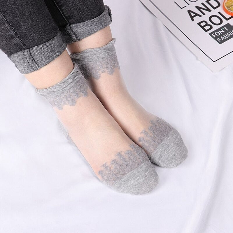 1 Pair - Women's Ultrathin Transparent Beautiful Elastic Socks