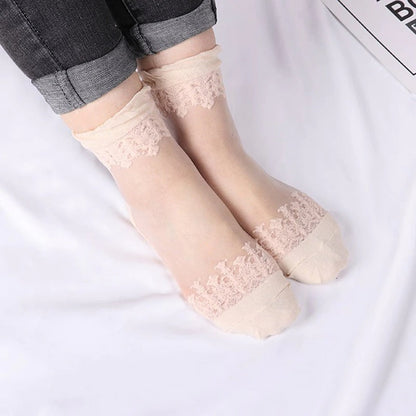 1 Pair - Women's Ultrathin Transparent Beautiful Elastic Socks