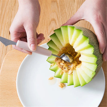 2 In 1 Fruit Carving Tool Multifunctional Dig Scoop With Fruit Carving Knife