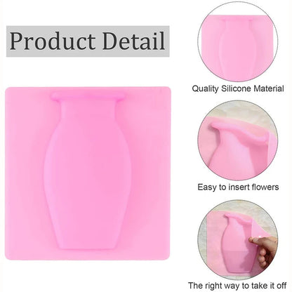 Magic Rubber Silicone Sticky Flower Wall Hanging Vase