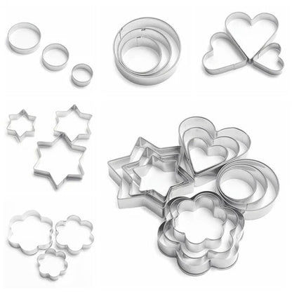 12-Piece Stainless Steel Cookie,Pastry, and Fruit Cutters Set