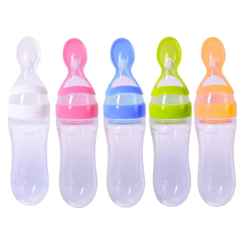 Silicone Baby Feeding Bottle with Spoon Feeder