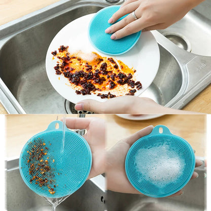 1Pcs Silicone Cleaning Brushes Soft Silicone Scouring Pad