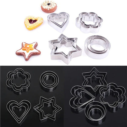 12-Piece Stainless Steel Cookie,Pastry, and Fruit Cutters Set