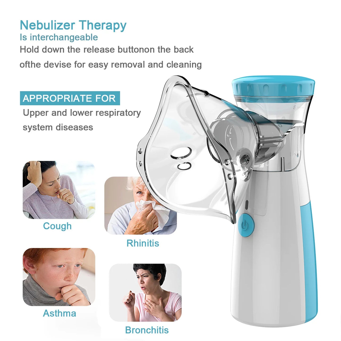 Mini Portable Nebulizer, Silent Handheld Inhaler, Ultrasonic Nebulizer, Medical Grade Atomizer, Digital Finger Oximeter for Children and Adults