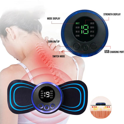 Mini Butterfly EMS Electronic Pulse Massager for Muscle Stiffness Soreness and Stress