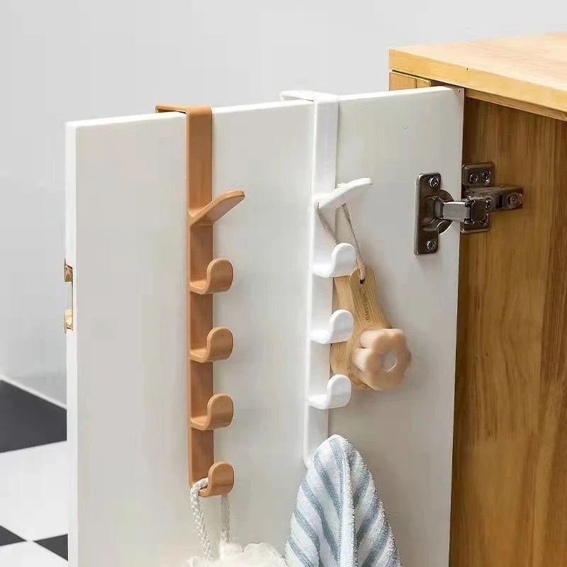 Over The Door Organizer Hanger Rack Coats Caps Clothes Holder with 5 Hooks