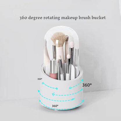 h Makeup Brush Holder Organizer with Lid, Rotating Dustproof Make Up Brushes Container with Acrylic Cover, Spinning Cosmetics Holders Storage Cup for Vanity Desktop Bathroom Countertop