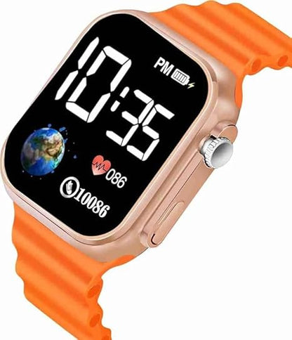 PIRASO Digital led Ultra Watch for Kidz Under 4-14 Years, Water Proof, Silicon Strap, time Display Day Date with Side Button Function