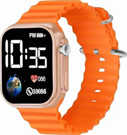 PIRASO Digital led Ultra Watch for Kidz Under 4-14 Years, Water Proof, Silicon Strap, time Display Day Date with Side Button Function