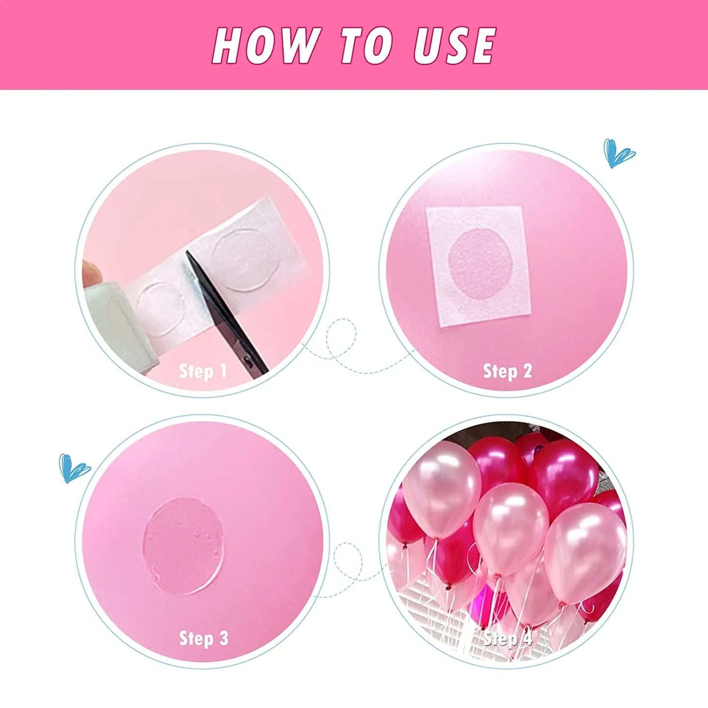 100Pcs Self Adhesive Strong Double Tape Sticker For Balloons