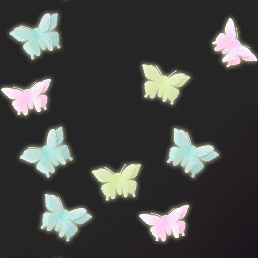 Pack Of 8 - Luminous Double Layer Butterfly Sticker Wall Sticker
