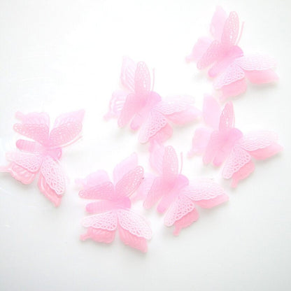 Pack Of 8 - Luminous Double Layer Butterfly Sticker Wall Sticker
