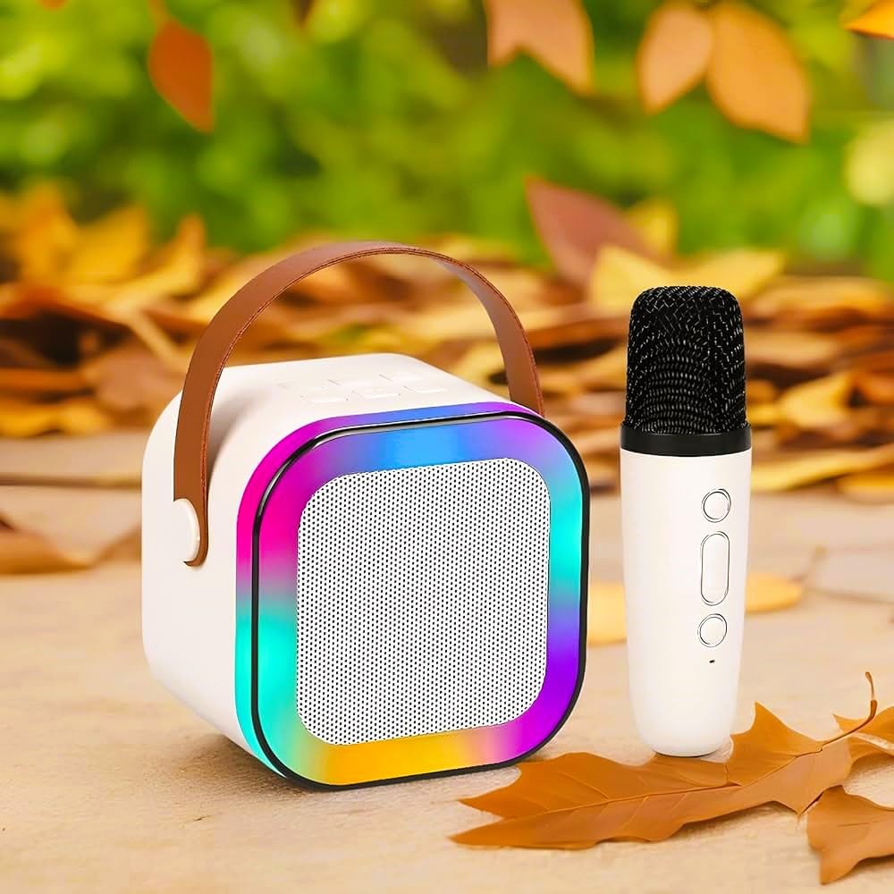 Portable Karaoke Bluetooth Speaker with Wireless Mics Dynamic Lights Gift