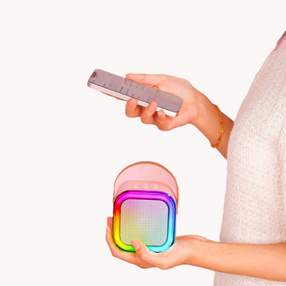 Portable Karaoke Bluetooth Speaker with Wireless Mics Dynamic Lights Gift