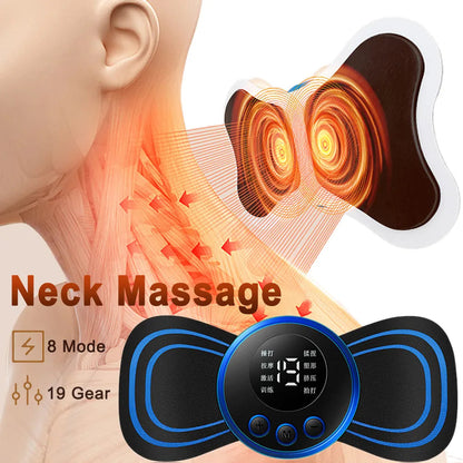 Mini Butterfly EMS Electronic Pulse Massager for Muscle Stiffness Soreness and Stress