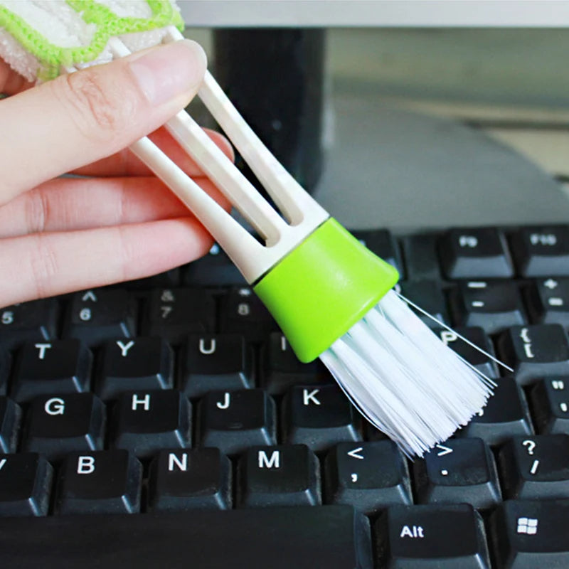 2 In1 Green Car Air-conditioner Duster Cleaner Brush