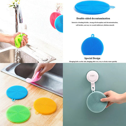 1Pcs Silicone Cleaning Brushes Soft Silicone Scouring Pad
