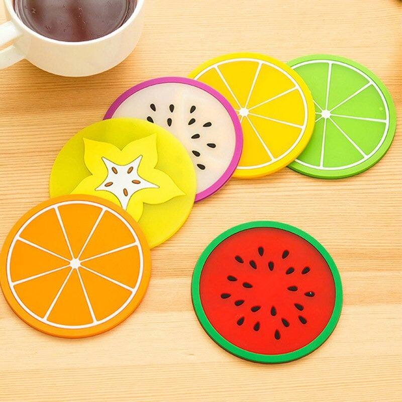 3 PC Silicone Fruit Cup Mat Coaster Insulation Pad