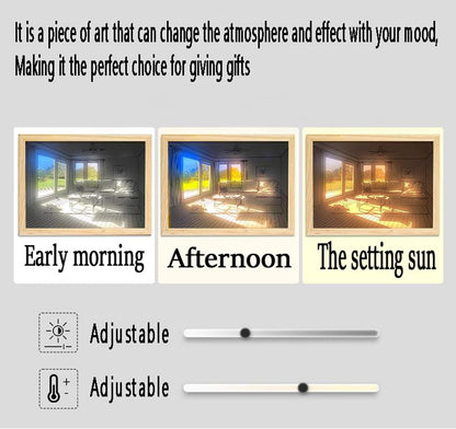 LED Decorative Lights with Wooden Photo Frame Wall Painting Art Night Light USB 62 Dimming Home Gifts