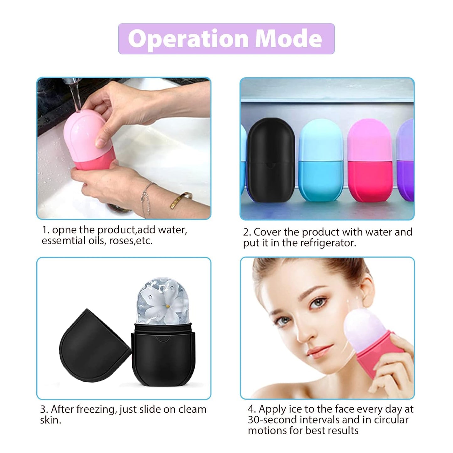 Ice Face Roller Reduce Acne Instant Face Brighten Roll Ball Mold