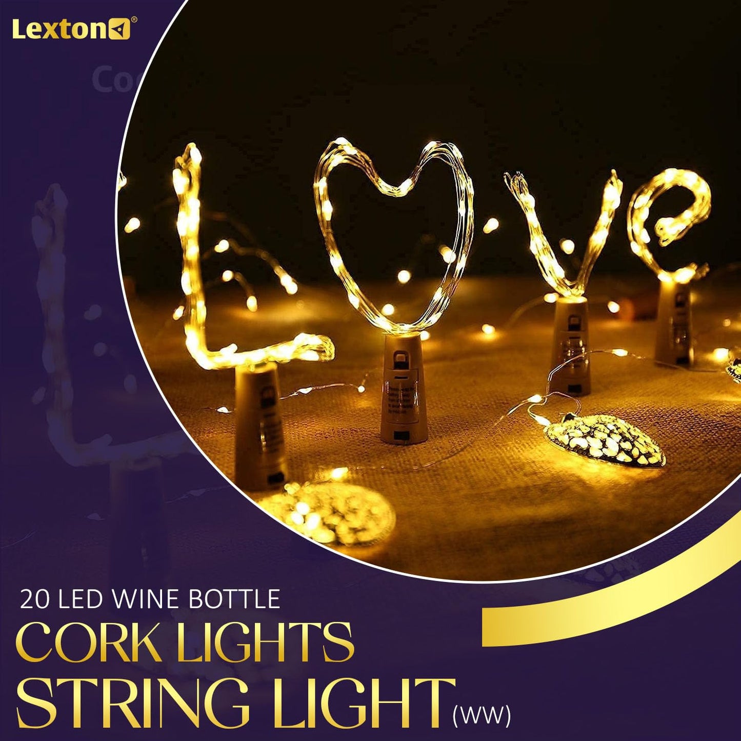 2PCs 20LED 2M Bar LED Wine Bottle Cork String Lights Holiday Decoration Garland Fairy Lights Christmas Copper Wire String Lights