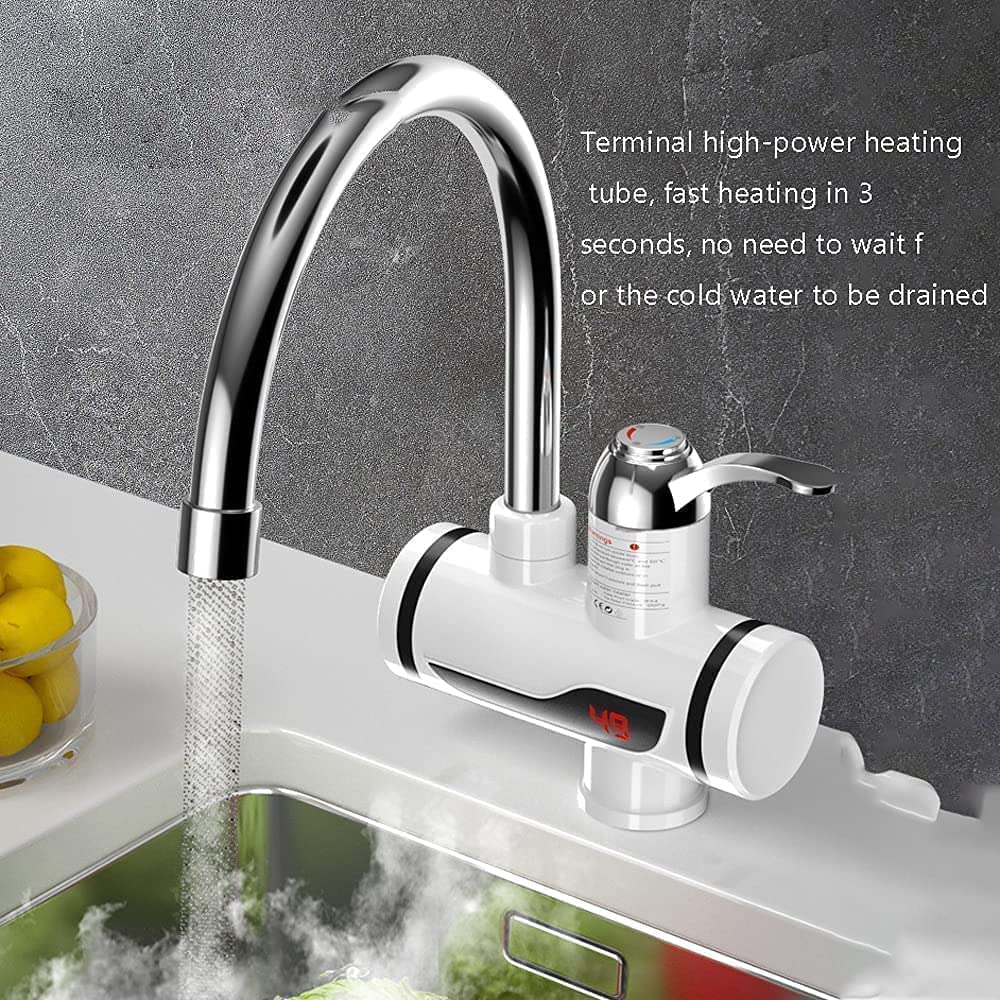 Instant Hot Water Tap | Electric Heating Water Heater Faucet with Digital Display & Shower Head | ABS Body, Shock-Proof | Kitchen & Bathroom Use