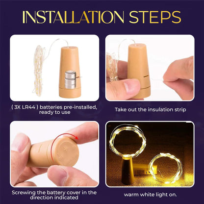 2PCs 20LED 2M Bar LED Wine Bottle Cork String Lights Holiday Decoration Garland Fairy Lights Christmas Copper Wire String Lights