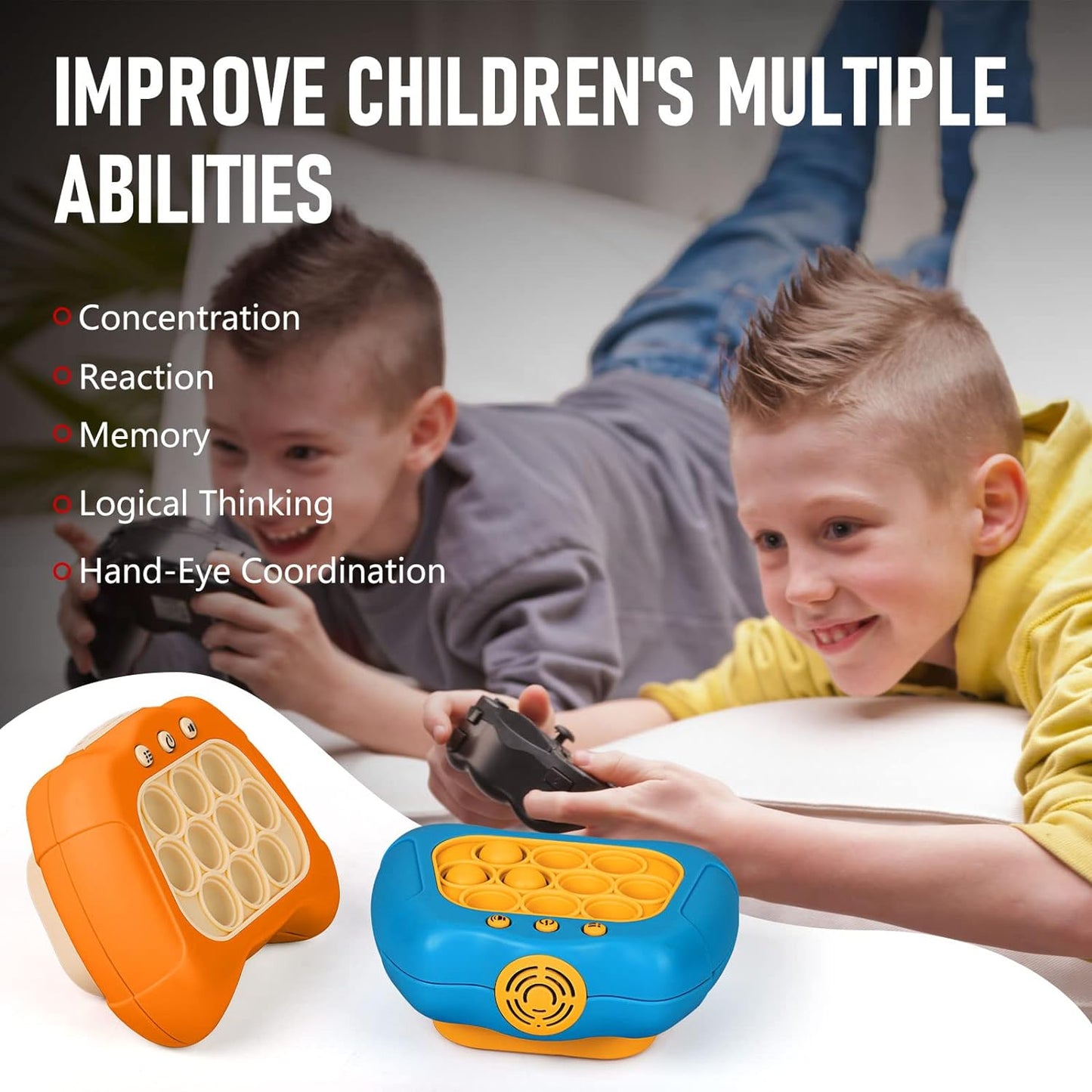 Popping Game Controller, Quick Push Sensory Fidget Toy for Children, Fun Stress Relief Toy for Children Adults, Responsiveness Training Toy Quick Push Game 30Level