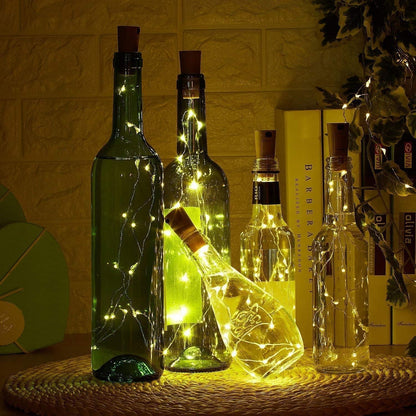 2PCs 20LED 2M Bar LED Wine Bottle Cork String Lights Holiday Decoration Garland Fairy Lights Christmas Copper Wire String Lights