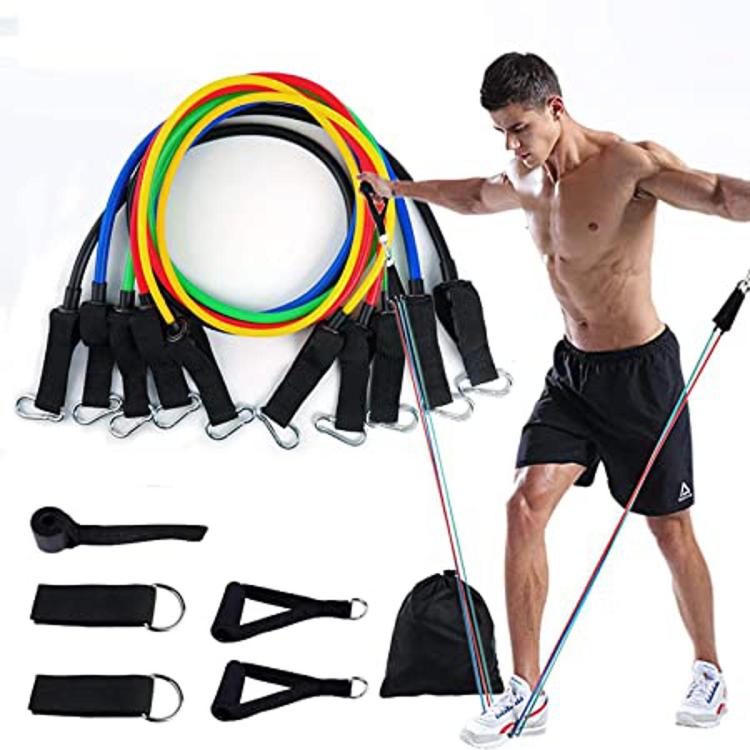11Pcs Portable Resistance Bands Set with Door Anchor, Physical Therapy Keep Fit Exercise Bands with Handles