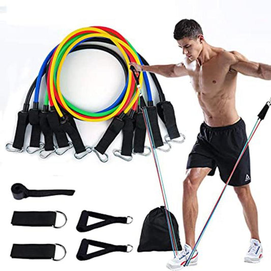11Pcs Portable Resistance Bands Set with Door Anchor, Physical Therapy Keep Fit Exercise Bands with Handles