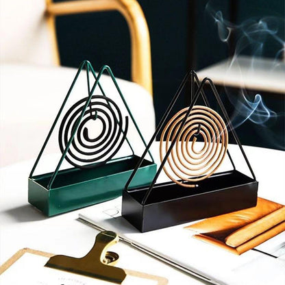 Anti-Scald Mosquito Coil Holder With Tray Creative Wrought Iron Triangular Shape Mosquito Repellent Incense Rack Home Decor Tool