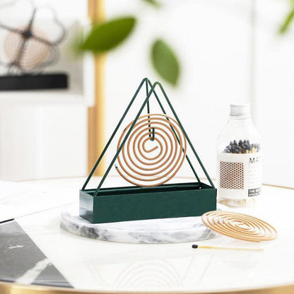 Anti-Scald Mosquito Coil Holder With Tray Creative Wrought Iron Triangular Shape Mosquito Repellent Incense Rack Home Decor Tool