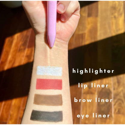 4 In 1 Makeup Pen Multifunctional Cosmetics Ballpoint Pens Waterproof Eyeliner Eyebrow Pencil Long-lasting Highlighter Stick