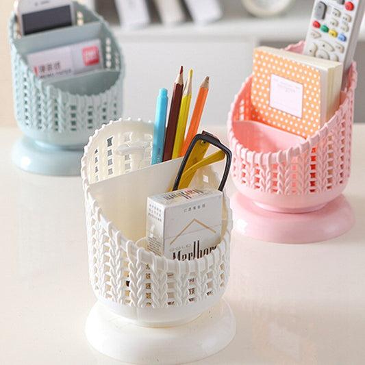 3 Grid Pen Pencil Holder Plastic Compact Basket